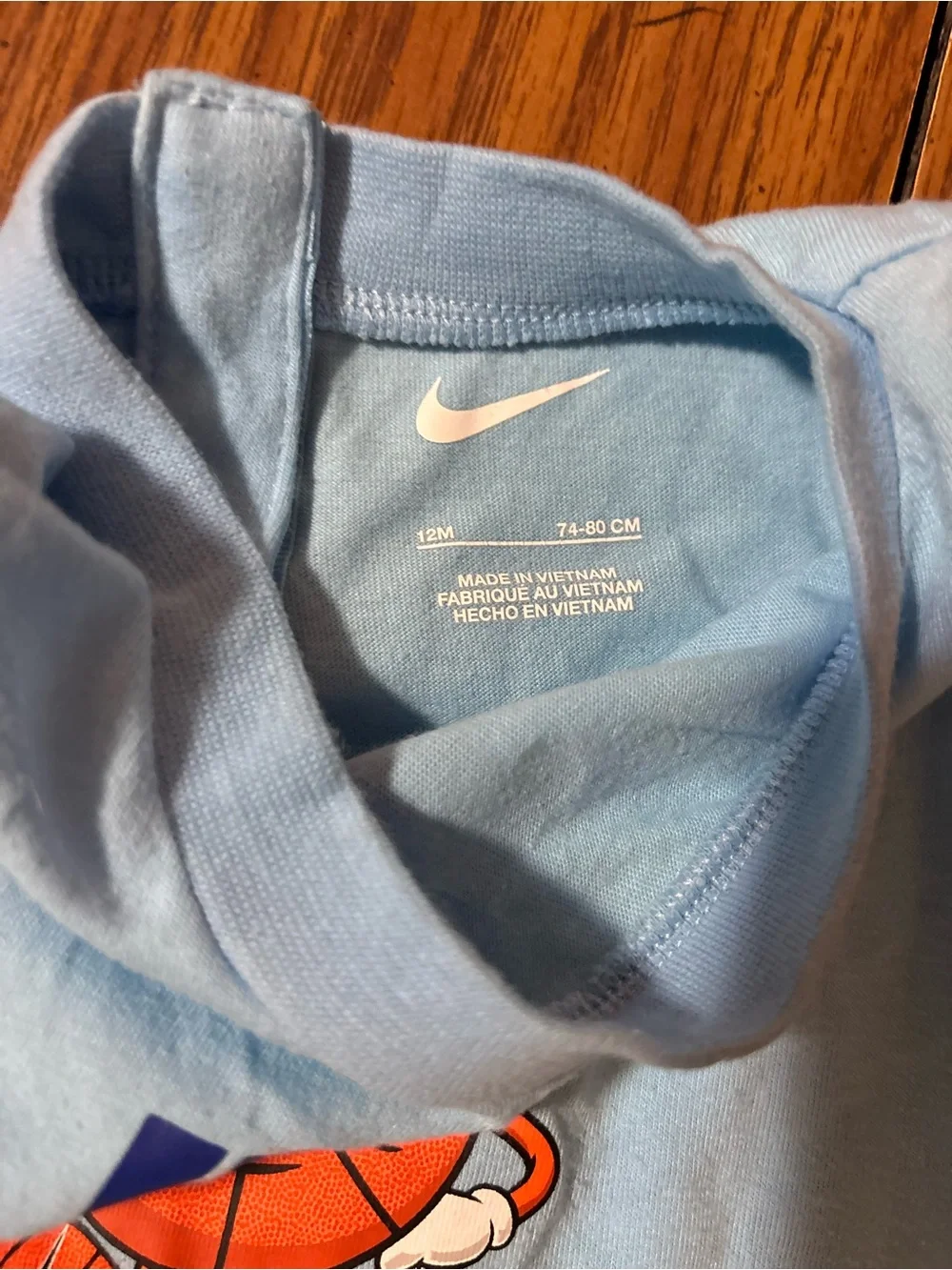 Nike Kids Pale Blue Short Sleeve Pajama Set with Red Logo